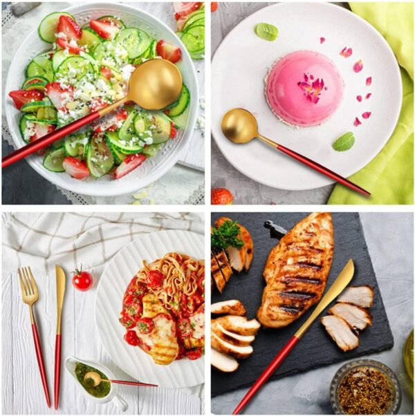 1778004900_Stainless-Steel-Flatware-Set-Mirror-Polished-Cutlery-for-Dinner-Kitchen-Utensil-Set-with-Fork-Spoon-Knife-Silverware-Tableware-for-Lunch-Box-Set-of-4-Golden-Red.jpg Stainless Steel Flatware Set - Mirror Polished Cutlery for Dinner, Kitchen Utensil Set with Fork, Spoon, Knife - Silverware Tableware for Lunch Box (Set of 4, Golden - Red)