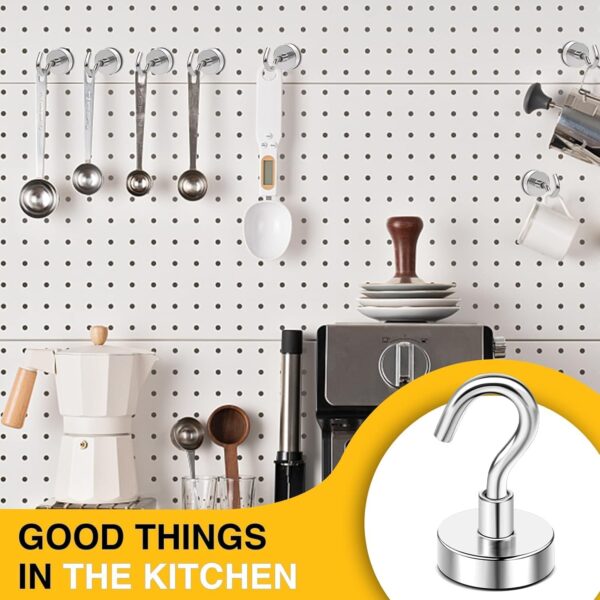4 Pcs Megnet Hooks Utility Heavy Duty Hooks for Refrigerator Extra Strong Cruise Hook Rare Earth Neodymium Kitchen Hooks for Home, Workplace, Office