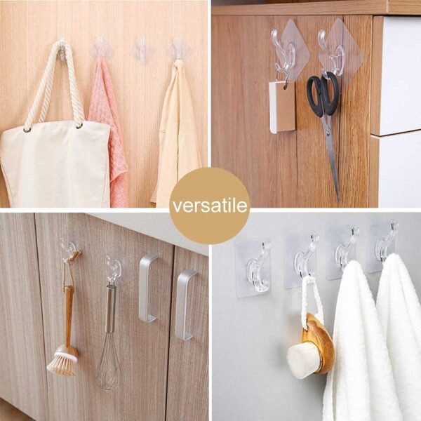 Wishbone Hook Cross 12 Pcs Self Adhesive Wall Hook Seamless Stickers Wall-Mounted Super Strong Waterproof Magic Sticky Hangers Punch Free No Drill Utility Hooks Bathroom Kitchen, Bedroom.