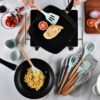 Snivy Kitchen Utensil Set 12-Piece, Silicone Cooking Utensils, Cooking Cutlery Set, Non-Stick Cooking Set, Kitchen Utensils Heat Resistant Cookware with Wooden Handle, Dishwasher Safe