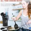 Snivy Kitchen Utensil Set 12-Piece, Silicone Cooking Utensils, Cooking Cutlery Set, Non-Stick Cooking Set, Kitchen Utensils Heat Resistant Cookware with Wooden Handle, Dishwasher Safe