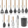 Snivy Kitchen Utensil Set 12-Piece, Silicone Cooking Utensils, Cooking Cutlery Set, Non-Stick Cooking Set, Kitchen Utensils Heat Resistant Cookware with Wooden Handle, Dishwasher Safe