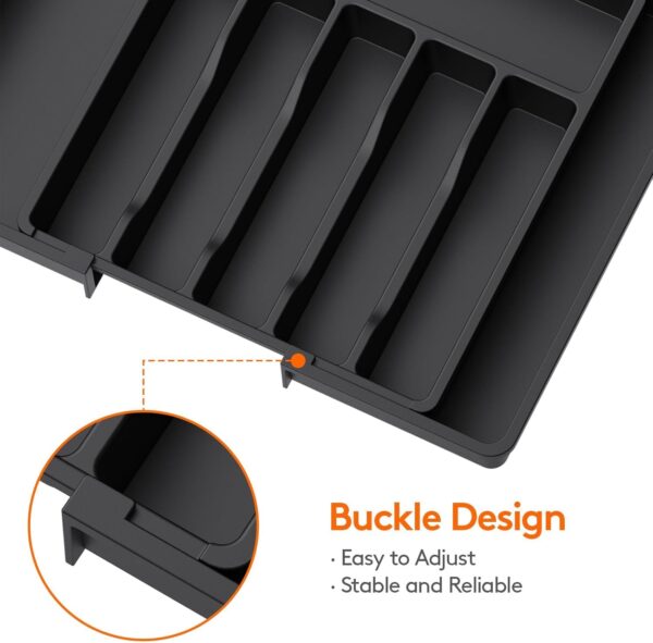 Expandable Utensil Kitchen Cabinet Tray | Flatware & Cutlery Rack | BPA Free & Size Adjustable | Storage For Spoon-Fork-Knives-Spatula Etc | Suitable For Home Kitchen Tableware & Devider