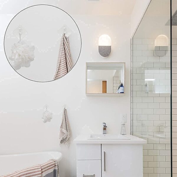 15 Pcs Self Adhesive Wall Hook Seamless Stickers Wall-Mounted Super Strong Waterproof Magic Sticky Hangers Punch Free No Drill Utility Hooks Bathroom Kitchen, Bedroom