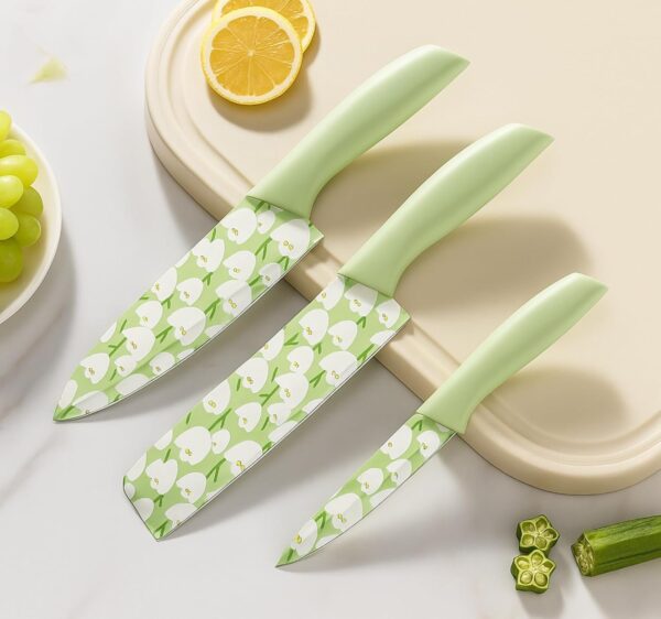 Sharp 3 Piece Knife Set | Premium Stainless Steel Decorative Blades with Ergonomic Handles | Ideal for Daily Kitchen Use Cutting Vegetables, Fruits, Meat & Household Cooking