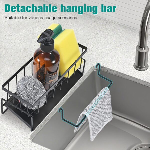 1778122592_Sink-Storage-Rack-Kitchen-Organiser-Stainless-Steel-Storage-Box-with-Drip-Tray-Suitable-for-Storing-Sponges-Towels-and-Tea-Towels-Black.jpg Sink Storage Rack, Kitchen Organiser, Stainless Steel Storage Box with Drip Tray, Suitable for Storing Sponges, Towels and Tea Towels (Black)