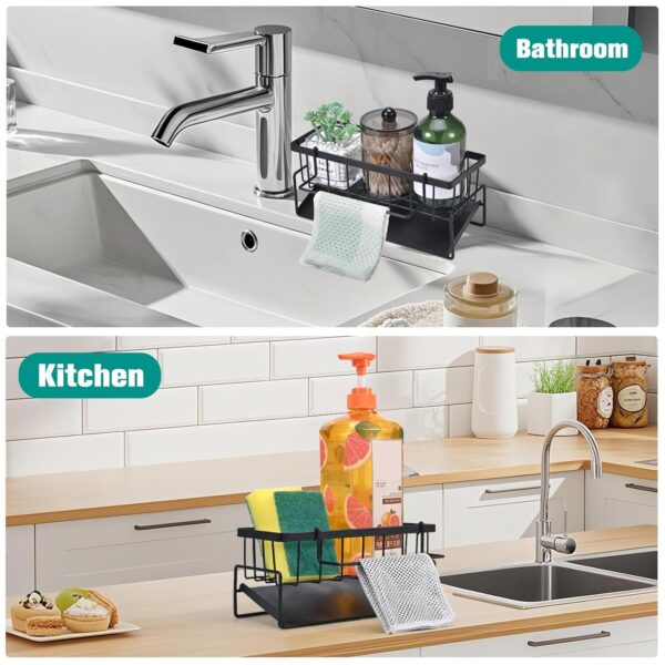 1778122594_Sink-Storage-Rack-Kitchen-Organiser-Stainless-Steel-Storage-Box-with-Drip-Tray-Suitable-for-Storing-Sponges-Towels-and-Tea-Towels-Black.jpg Sink Storage Rack, Kitchen Organiser, Stainless Steel Storage Box with Drip Tray, Suitable for Storing Sponges, Towels and Tea Towels (Black)