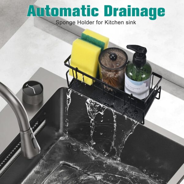 1778122595_Sink-Storage-Rack-Kitchen-Organiser-Stainless-Steel-Storage-Box-with-Drip-Tray-Suitable-for-Storing-Sponges-Towels-and-Tea-Towels-Black.jpg Sink Storage Rack, Kitchen Organiser, Stainless Steel Storage Box with Drip Tray, Suitable for Storing Sponges, Towels and Tea Towels (Black)
