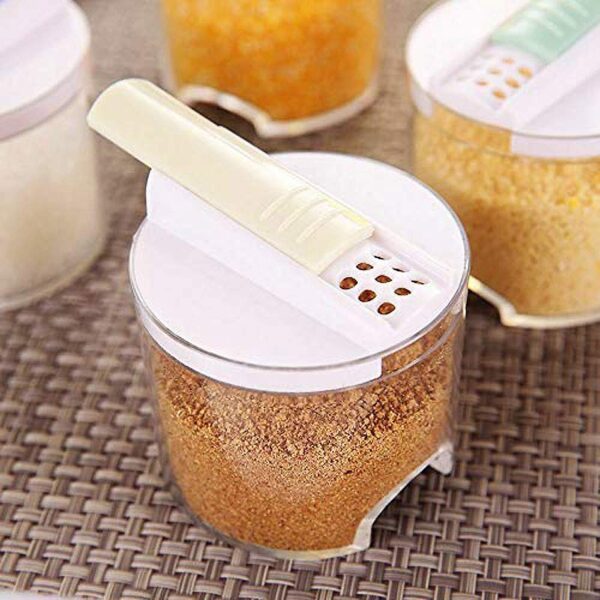 Anugrah Transparent Stackable Seasoning Cans Plastic Spice, Fridge, Utility Box, Tea Coffee and Sugar Container for Kitchen (White, 250 ml) -Pack of 6