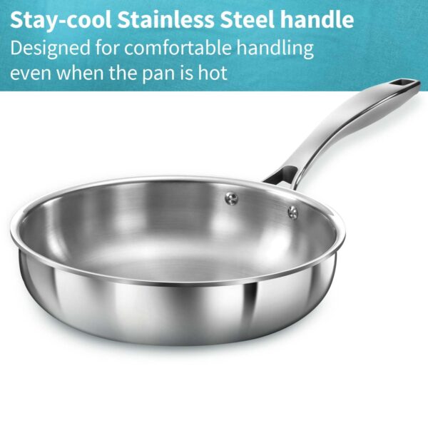 Hawkins Pro 18 cm Frying Pan, Triply Stainless Steel Fry Pan with Stainless Steel Handle, Silver (PSF18)