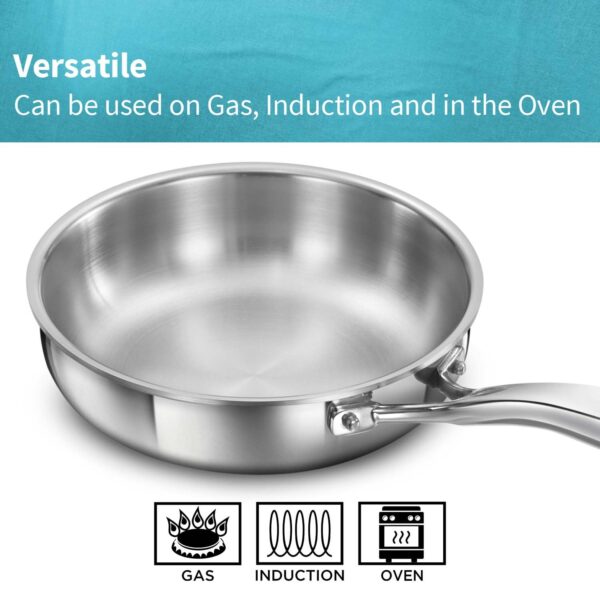 Hawkins Pro 18 cm Frying Pan, Triply Stainless Steel Fry Pan with Stainless Steel Handle, Silver (PSF18)