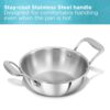 Hawkins Pro 1.5 Litre Deep-Fry Pan, Triply Stainless Steel Kadhai with Steel Handles and Steel Lid, Small Kadhai, Silver (PSK15S)