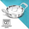 Hawkins Pro 1.5 Litre Deep-Fry Pan, Triply Stainless Steel Kadhai with Steel Handles and Steel Lid, Small Kadhai, Silver (PSK15S)