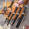 6 Pcs Kitchen Knife Set with Covers, High Carbon Stainless Steel Black Colour Coated Chef Knife I Utility Knife I Sontuku Knife I Bread Knife I Utility Knife (Black)