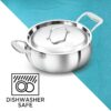 Hawkins 3L Pro Triply Stainless Steel Handi with Steel Handles and Steel Lid, Silver (PSH30S)