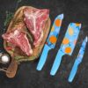 Knife Set for Kitchen Professional 3 Pieces High Carbon Stainless Steel Colour Printed Coated Chef Knife I Utility Knife I Kitchen Knives with Ergonomic Handle-Blue