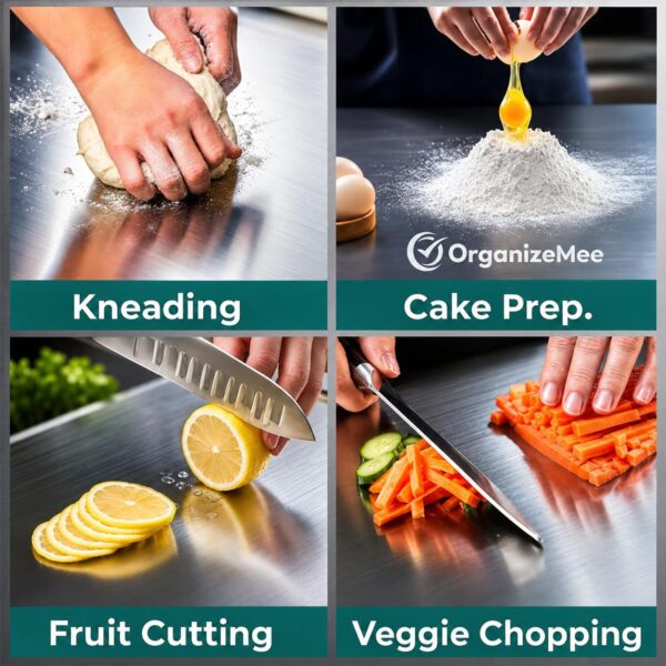 OrganizeMee Premium (35x30cm) Stainless Steel Chopping Board | Steel Kitchen Counter top for Cutting, Vegetable Chopper, for Meat & Veggies Items, Chopping Board Steel pad (Medium Platform)