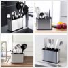Large Stainless Steel Spoon Stand for Kitchen Steel Cutlery Stand Spoon Organizer for Kitchen Countertop Cutlery Holder for Forks Spatula Knives Spoon Holder Rustproof Durable