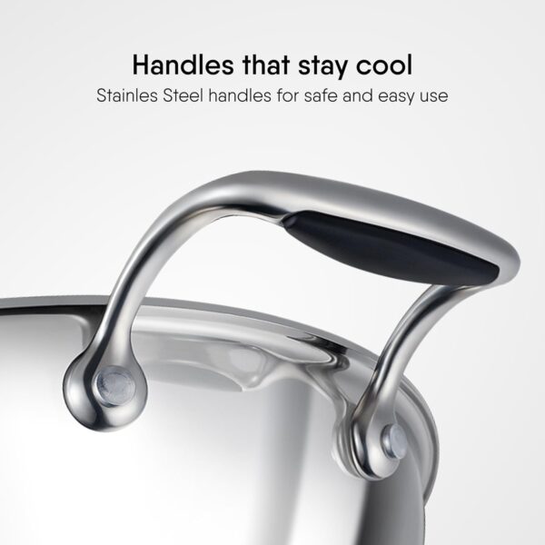 Stahl Artisan Triply 3.3 L, 26 cm Stainless Steel Kadhai with Lid,Kadai for Cooking, Stainless Steel Cookware Triply Kadai, Induction & Gas Stove Compatible