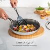 Stahl Artisan Hybrid 2 L, 24 cm Triply Frying Pan with Lid | Induction & Gas Stove Compatible | Honeycomb Non Stick Fry Pan, Metal Spoon Friendly