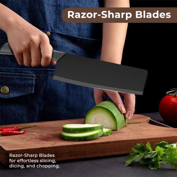 Stainless Steel Professional Kitchen Knife Set 3 Piece Meat and Chef's Knife with Non-Slip Handle Manual Sharpening for Home and Restaurant Use (3 Pcs Knife)