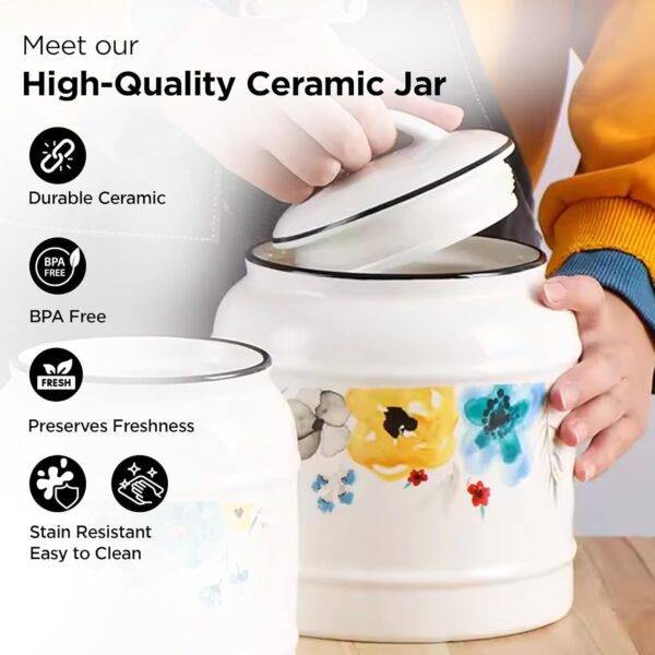 1778316828_UMAI-Ceramic-Jar-for-Kitchen-Storage-with-Lid-Airtight-Ceramic-Container-Multipurpose-Kitchen-Storage-Jars-and-Containers-White-Printed-1-Jar-1400ml.jpg UMAI Ceramic Jar for Kitchen Storage with Lid | Airtight Ceramic Container | Multipurpose Kitchen Storage Jars and Containers | White | Printed (1 Jar) (1400ml)