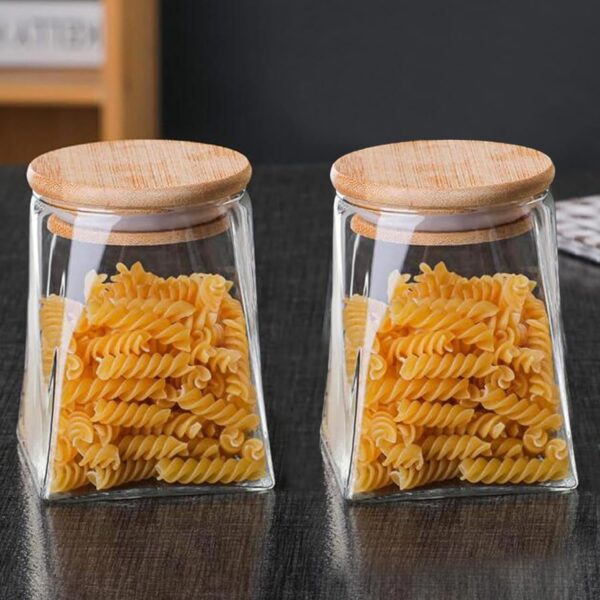The Better Home Borosilicate Glass Jars Set for kitchen | Airtight Glass Jar for Kitchen Storage | Leakproof Kitchen Jars Containers with Wooden Lid & Metal Loop | Multi-Utility| 360ML, Set of 2