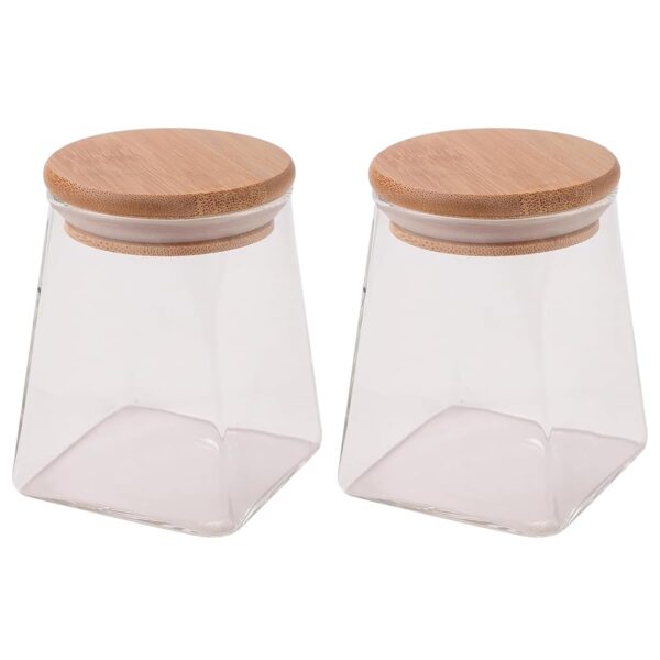 The Better Home Borosilicate Glass Jars Set for kitchen | Airtight Glass Jar for Kitchen Storage | Leakproof Kitchen Jars Containers with Wooden Lid & Metal Loop | Multi-Utility| 360ML, Set of 2