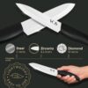 Vos Ceramic Knife Set with Block, Ceramic Knives Set For Kitchen, Ultra Sharp Kitchen Knife Set with Covers, 3" 4" 5" 6" Chef Knife, Utility, Paring & Versatile, Lightweight, Dishwasher safe (Black)