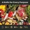 Vos Ceramic Knife Set with Block, Ceramic Knives Set For Kitchen, Ultra Sharp Kitchen Knife Set with Covers, 3" 4" 5" 6" Chef Knife, Utility, Paring & Versatile, Lightweight, Dishwasher safe (Black)