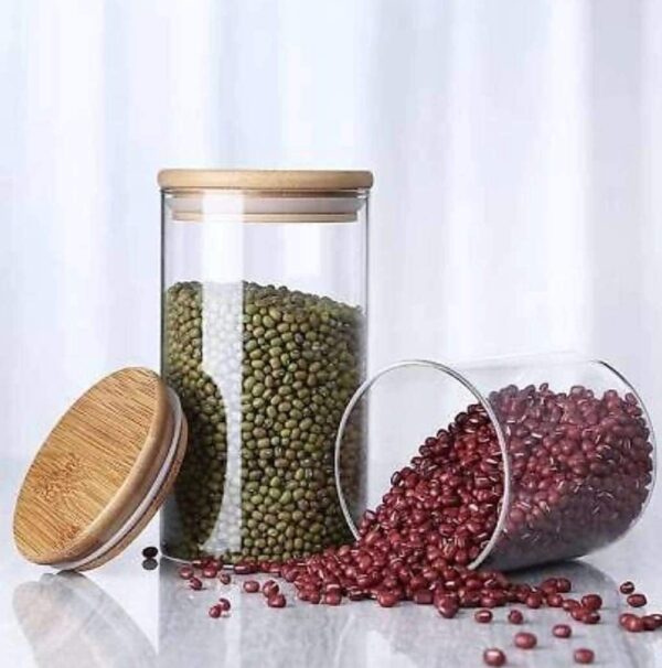 1778347469_1050ML-Kitchen-Storage-Borosilicate-Glass-Jar-Container-with-Air-Tight-Bamboo-Wooden-Lid-Storage-Containers-Round-Shape-for-SugarCandy-Cookie-Rice-and-Spice-Jar-1050ML-JARS-6-PCS.jpg 1050ML Kitchen Storage Borosilicate Glass Jar Container with Air Tight Bamboo Wooden Lid Storage Containers Round Shape for Sugar,Candy, Cookie, Rice and Spice Jar (1050ML JARS, 6 PCS)