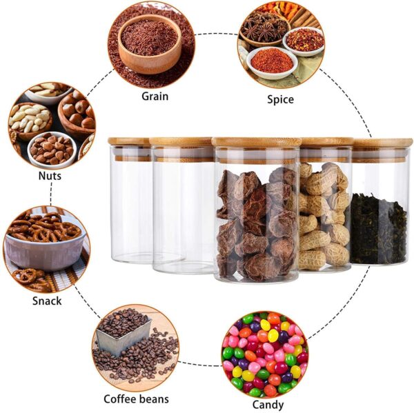 1778347470_1050ML-Kitchen-Storage-Borosilicate-Glass-Jar-Container-with-Air-Tight-Bamboo-Wooden-Lid-Storage-Containers-Round-Shape-for-SugarCandy-Cookie-Rice-and-Spice-Jar-1050ML-JARS-6-PCS.jpg 1050ML Kitchen Storage Borosilicate Glass Jar Container with Air Tight Bamboo Wooden Lid Storage Containers Round Shape for Sugar,Candy, Cookie, Rice and Spice Jar (1050ML JARS, 6 PCS)