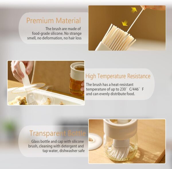 Silicone Brush and high Temperature Resistant Oil Bottle Integrated Barbecue Cooking Utensils Home&Kitchen. (Orange) (WHITE)