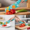 Kitchen Knife Stainless Steel 3 Pieces Professional Knife Set with Color Printing and Non-Slip Handle (3 PCS) (Blue)