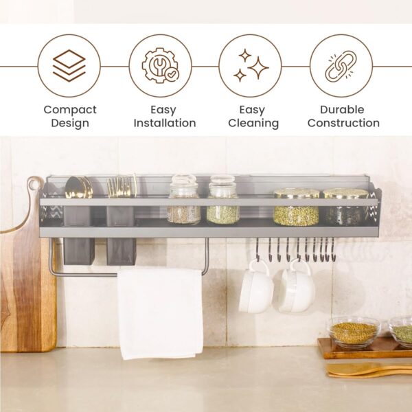 1778384943_HomeEssentials-Wall-Mounted-Metal-Kitchen-Organizer-Rack-–-60cm-Shelf-for-Kitchen-with-2-Plastic-Cutlery-Boxes-Cup-Holders-Spatula-Spoon-Ladle-Hangers-Stand-with-Hooks-for-Accessories-Storage.jpg HomeEssentials Wall Mounted Metal Kitchen Organizer Rack – 60cm Shelf for Kitchen with 2 Plastic Cutlery Boxes, Cup Holders, Spatula, Spoon & Ladle Hangers, Stand with Hooks for Accessories Storage