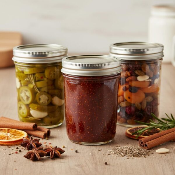 ginoya brothers 500 ML Glass Regular Mouth Mason Jars with Silver Metal Airtight Lids for Meal Prep, Food Storage, Canning, Drinking, Jelly, Dry Food, Spices - SET OF (5)