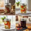 ginoya brothers 500 ML Glass Regular Mouth Mason Jars with Silver Metal Airtight Lids for Meal Prep, Food Storage, Canning, Drinking, Jelly, Dry Food, Spices - SET OF (5)
