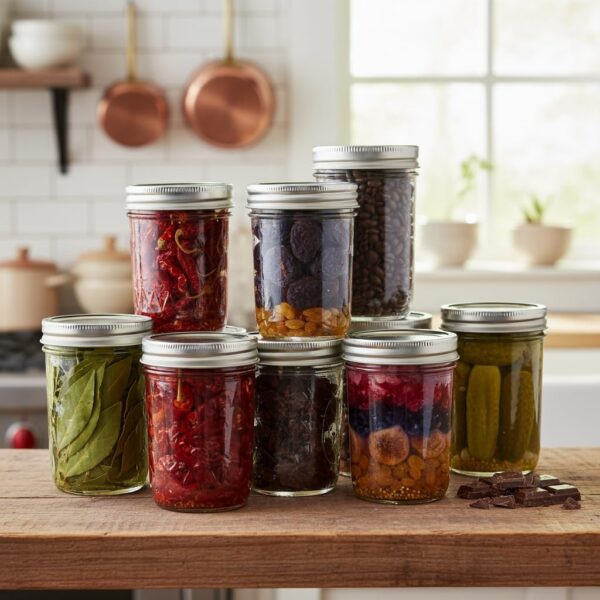 ginoya brothers 500 ML Glass Regular Mouth Mason Jars with Silver Metal Airtight Lids for Meal Prep, Food Storage, Canning, Drinking, Jelly, Dry Food, Spices - SET OF (5)