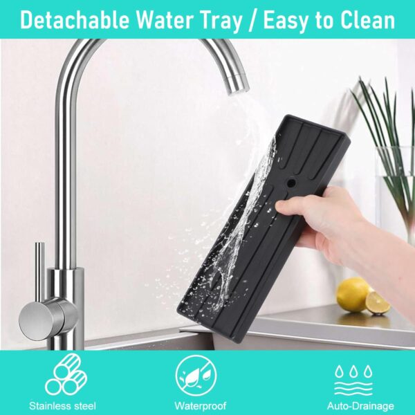 HASTHIP® Metal Sponge Holder for Kitchen Sink Countertop Auto-Draining Sink Organizer Caddy with Soap Tray Sinks Organizer Caddy No-Drill Sponge Holder