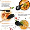 Umite Chef Silicone Kitchen Utensils Set 12 Pcs with Wooden Handles | Heat Resistant Non Stick Cooking Tools Set | Spatula Ladle Whisk Tongs Brush Kitchen Accessories Set - Black