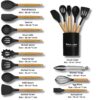Premium Silicone Kitchen Spatula Set for Cooking | Heat Resistant Spatula for Non Stick Pan with Wooden Handle & Holder | Steel Core Silicone Spatula | Non-Stick Kitchen Utensils Set (12 Pcs)