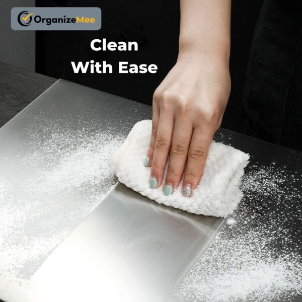 OrganizeMee Premium (35.8 cm x30cm) Stainless Steel Chopping Board | Steel Kitchen countertop for Cutting, Vegetable Chopper, for Meat & Veggies Items, Chopping Board Steel pad (Medium Platform)