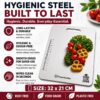 OrganizeMee Stainless Steel Chopping Board for Kitchen Heavy-Duty Cutting Board for Vegetables, Fruits Cutter, Meats, vegitable Chopper Boards, Premium Metal Chopping Board (Medium)(31.8CM X 21CM)