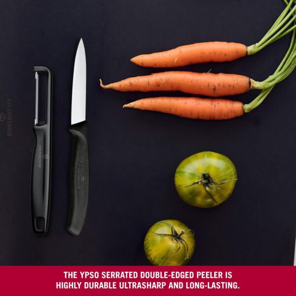 Victorinox Swiss Made Stainless Steel Swiss Classic Paring Knife Kitchen Knife 8 cm Straight Edge with I-Peeler Set (2 Pcs) Black | 6.7113.21