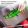 Rusabl Premium Food Grade Stainless Steel Chopping Board for Kitchen (Rectangular, 31 x 21 cm, Medium), BIS Certified, Anti-Rust, Non-Slip Cutting Board for Slicing Fruits, Vegetables, Kneading Board