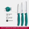 Victorinox Swiss Made Swiss Classic Paring Stainless Steel Kitchen Knife Set (3 Pcs) Straight Edge 10 cm and Wavy Edge 10,11 cm Knives Green | 6.7114.34C1