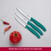 Victorinox Swiss Made Swiss Classic Paring Stainless Steel Kitchen Knife Set (3 Pcs) Straight Edge 10 cm and Wavy Edge 10,11 cm Knives Green | 6.7114.34C1