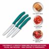 Victorinox Swiss Made Swiss Classic Paring Stainless Steel Kitchen Knife Set (3 Pcs) Straight Edge 10 cm and Wavy Edge 10,11 cm Knives Green | 6.7114.34C1