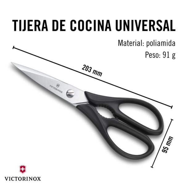 Victorinox Multipurpose Stainless Steel Kitchen Shears - Scissors for Cutting Herbs, Vegetables & Meat, Black, 20cm, Swiss Made