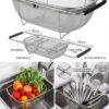 Stainless Steel Expandable Kitchen Sink Drainer – Adjustable Over the Sink Colander & Vegetable Washer Basket – Multi-Purpose Fruit,Rice & Dish Drying Rack for Kitchen Organization (Silver)